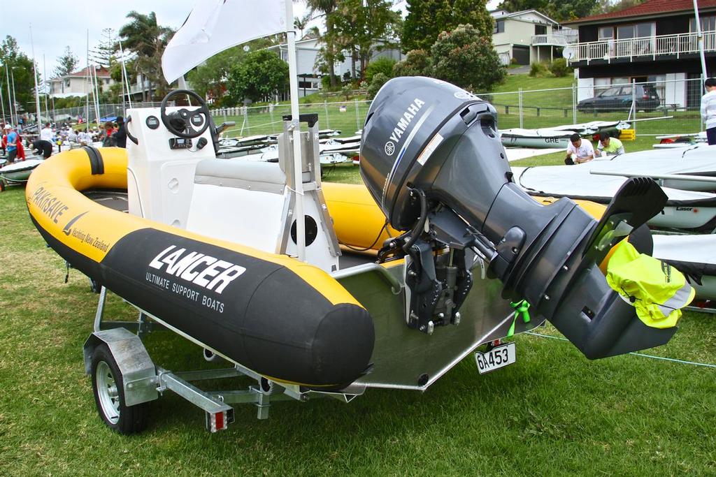 New Lancer coach boat - Aon Youth Worlds 2016, Torbay, Auckland, New Zealand © Richard Gladwell www.photosport.co.nz